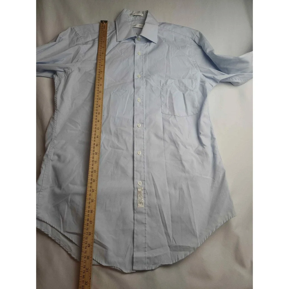 Geoffrey Beene Mens Light Blue Button Down Dress Shirt 15.5 32/33 Long Sleeve